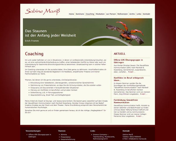 Screenshot www.sabine-mariss.de