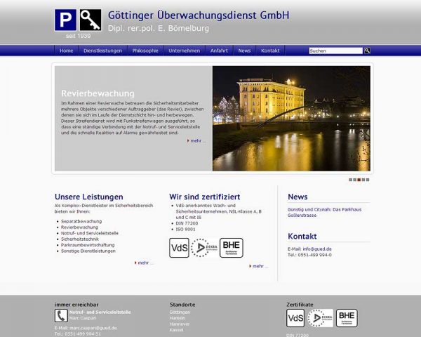 Screenshot Website Göttinger Überwachungsdienst GmbH