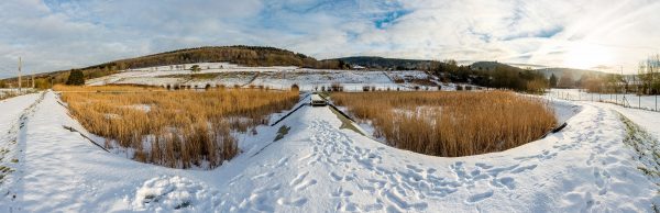 Klärschlammvererdungsanlage im Winter