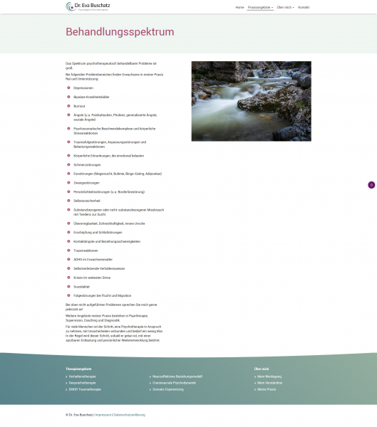 Dr. Eva Buschatz - Psychotherapeutin - Screenshot Behandlungsangebote