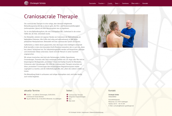 Christoph SChütz - Heilpraktiker - Screenshot Craniosakrale Therapie