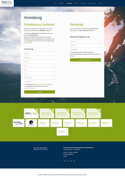 Screenshot Anmeldung GfaW Nachhaltigkeitskonferenz