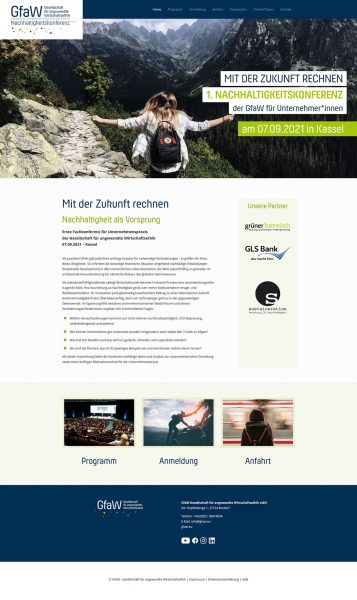 Screenshot Startseite GfaW Nachhaltigkeitskonferenz