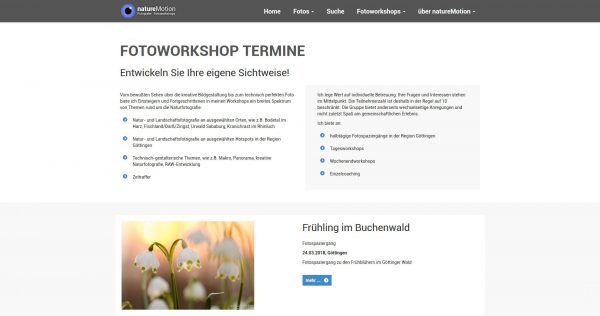 Sreenshot natureMotion Termine Fotoworkshops