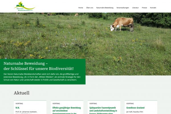 Screenshot Naturnahe Weidelandschaften e.V. - Startseite