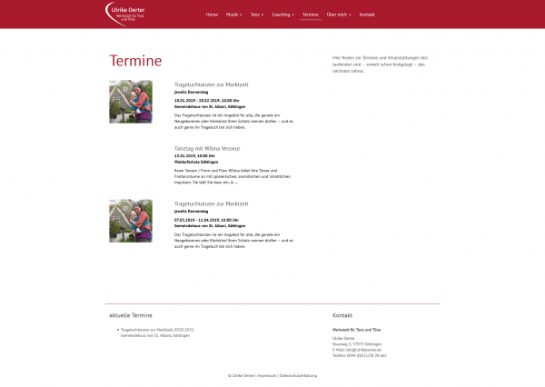 Screenshot Ulrike Oerter - Termine