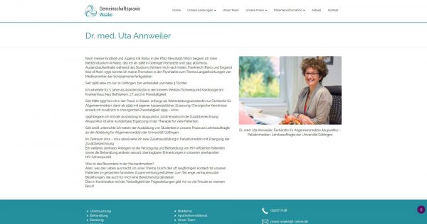Gemeinschaftspraxis Waake, Screenshot Ärztin