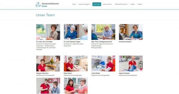 Gemeinschaftspraxis Waake, Screenshot Team