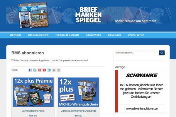 Briefmarkenspiegel, Abonnements