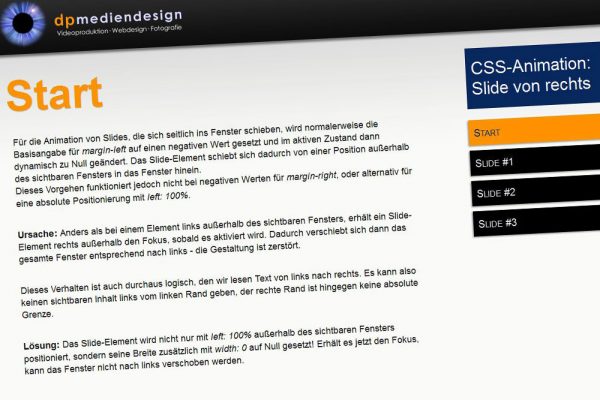 CSS-Animation: Slide von rechts | dp mediendesign Göttingen | Webdesign  WordPress Videoproduktion Fotografie
