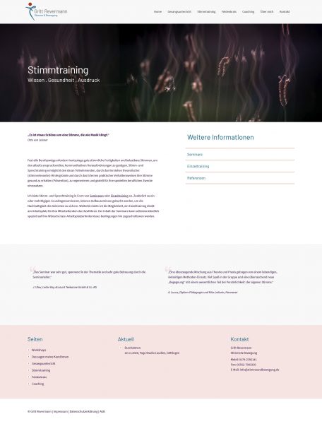 Webdesign - Gritt Revermann - Stimme und Bewegung - Stimmtraining