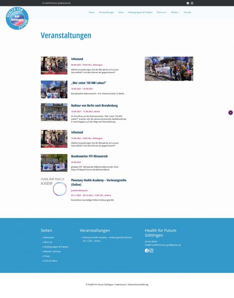 Screenshot Health for Future Göttingen - Veranstaltungen