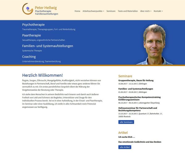 Peter Hellwig - Psychotherapie und Familienaufstellung: Screenshot Startseite