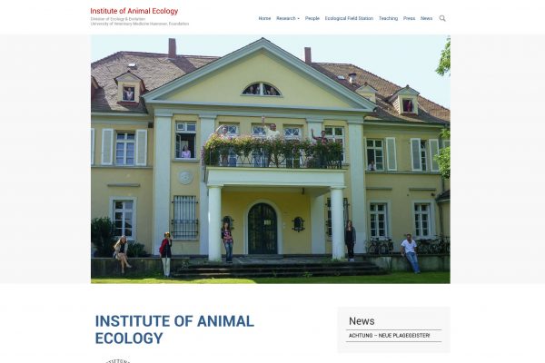 Screenshot Institut für Tierökologie und Evolution Stiftung Tierärztliche Hochschule Hannover