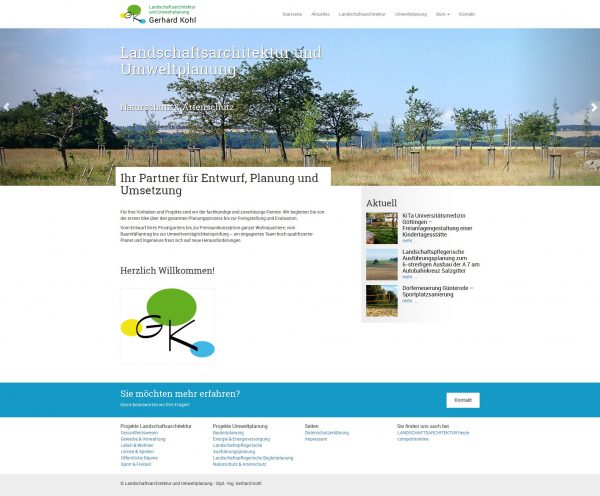 Screenshot Landschaftsarchitektur und Umweltplanung Gerhard Kohl