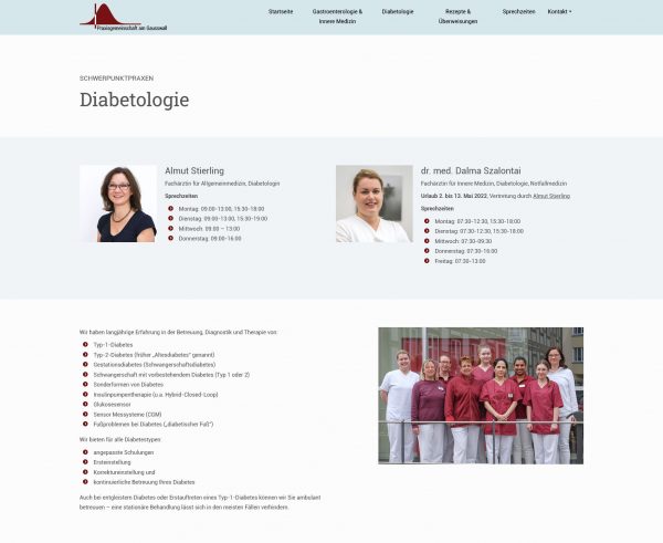 Screenshot Praxisgemeinschaft am Gausswall - Diabetologie