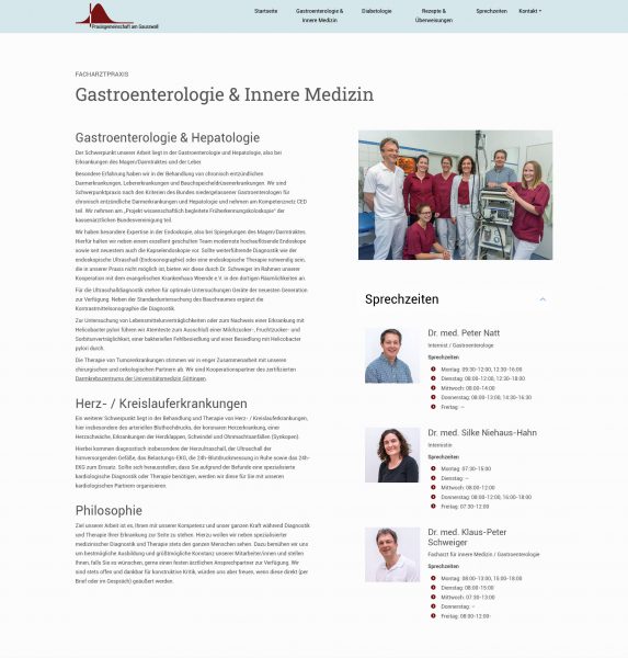 Screenshot Praxisgemeinschaft am Gausswall - Gastroenterolgie & Innere Medizin