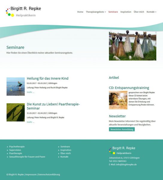 Screenshot Birgit Repke - Seminarübersicht