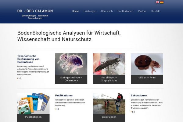 Website Dr. Jörg Salamon - Bodenökologie, Taxonomie, Ökotoxikologie - Startseite