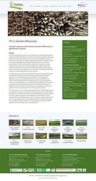 Signal - Universität Göttingen | Screenshot Teilprojekt