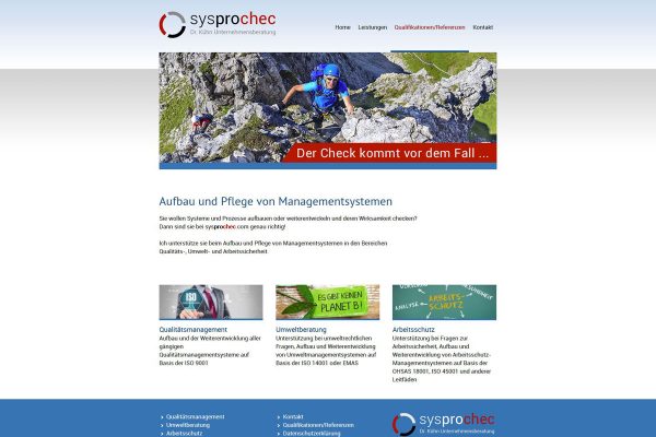 Sreenshot sysprochec Startseite