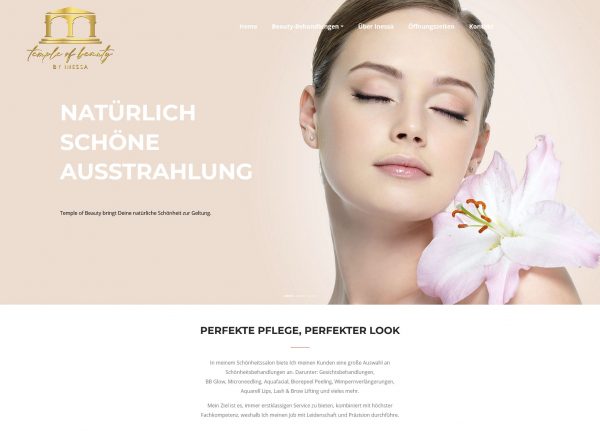 Screenshot Temple of Beauty by Inessa - Kosmetikstudio Göttingen - Startseite