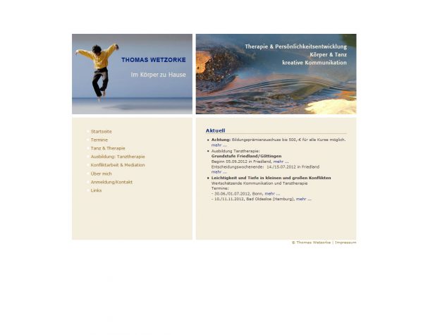 Screenshot www.wetzorke.de, Startseite