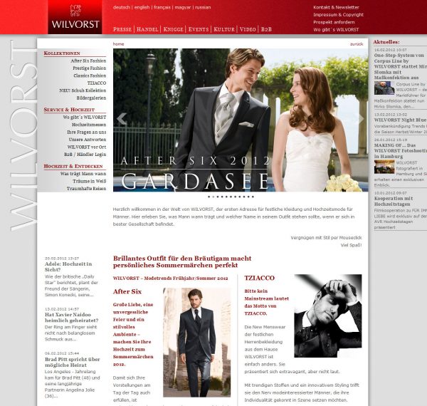 Screenshot www.wilvorst.de, Startseite