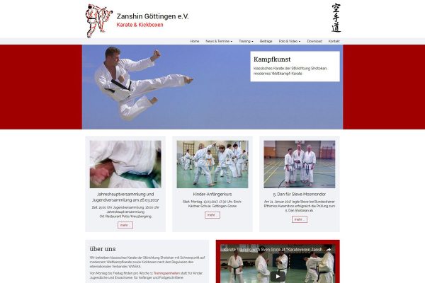 Sreenshot Zanshin Göttingen - Startseite