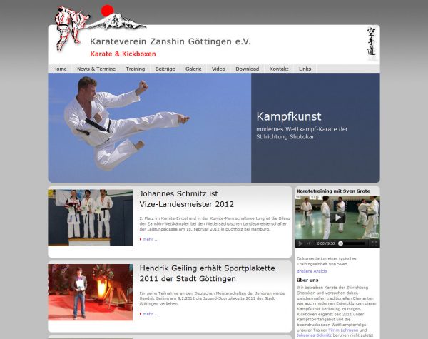 Screenshot www.karateverein-zanshin.de, Startseite