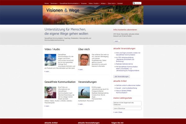 Visionen & Wege - Screenshot Startseite