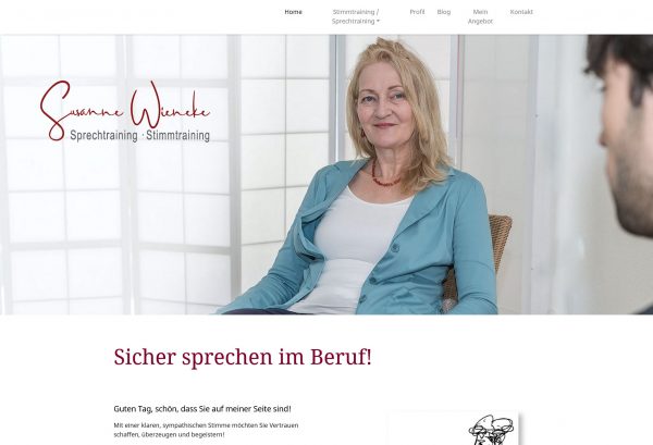 Screenshot Susanne Wieneke – Sprechtraining, Stimmtraining