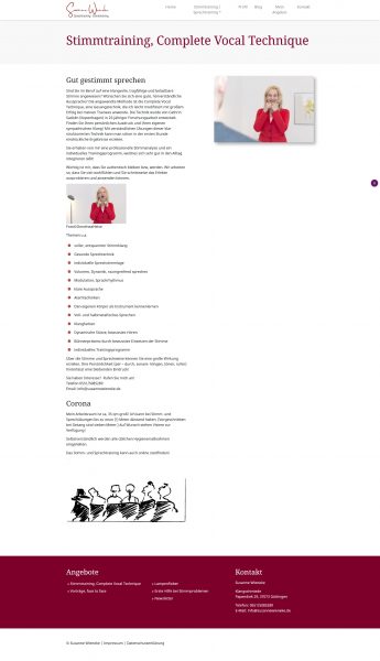 Screenshot Susanne Wieneke – Sprechtraining, Stimmtraining